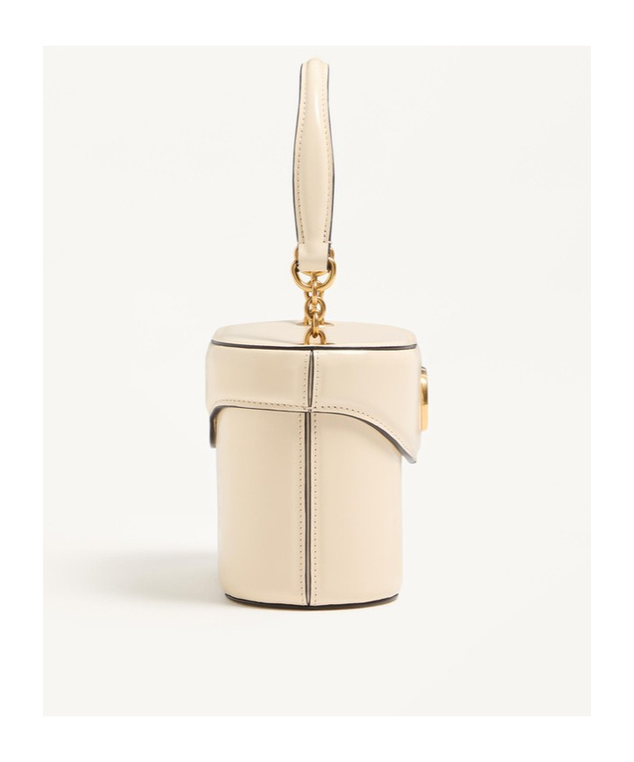 Valentino Borsa A Secchiello Vlogo Signature In Pelle Avorio  Donna In White