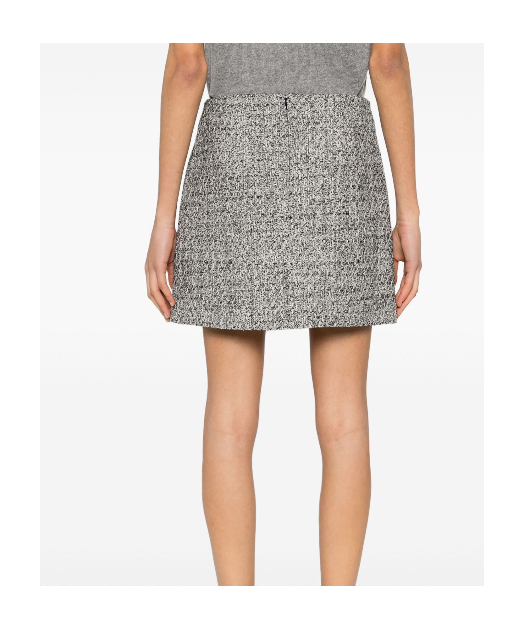 Golden Goose Miniskirt In Black And White Bouclé Cotton In Gray