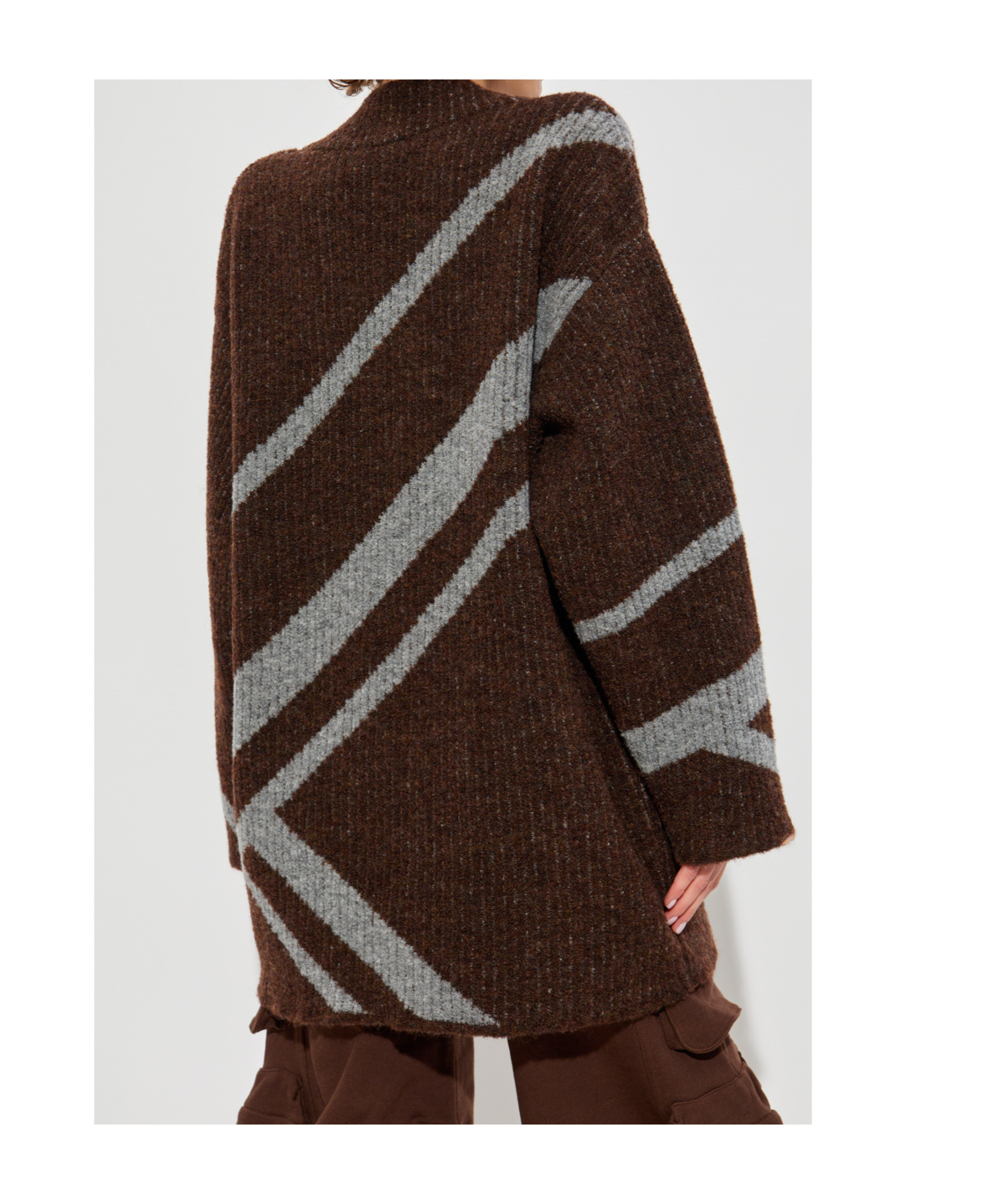Attico Diagonal-stripe Sweater In Brown