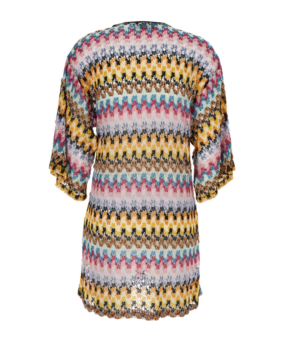 Missoni Multicolor Dress With Zig Zag Motif And Laces On The Front In Cotton Woman In Multicolor