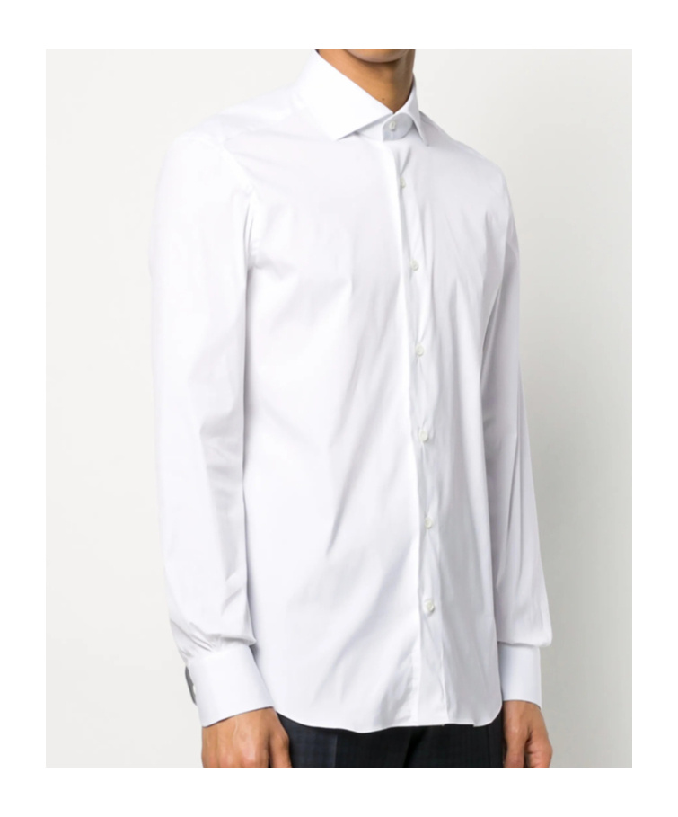 Mazzarelli Lapel Long Sleeve Shirt In White