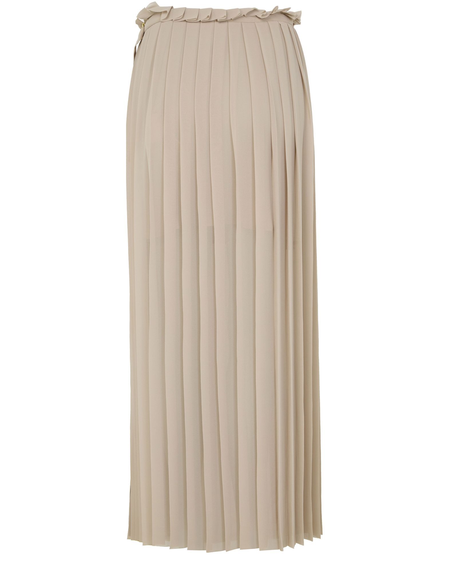 Ami Alexandre Mattiussi Belted Pleated Crepe Maxi Skirt In Nude