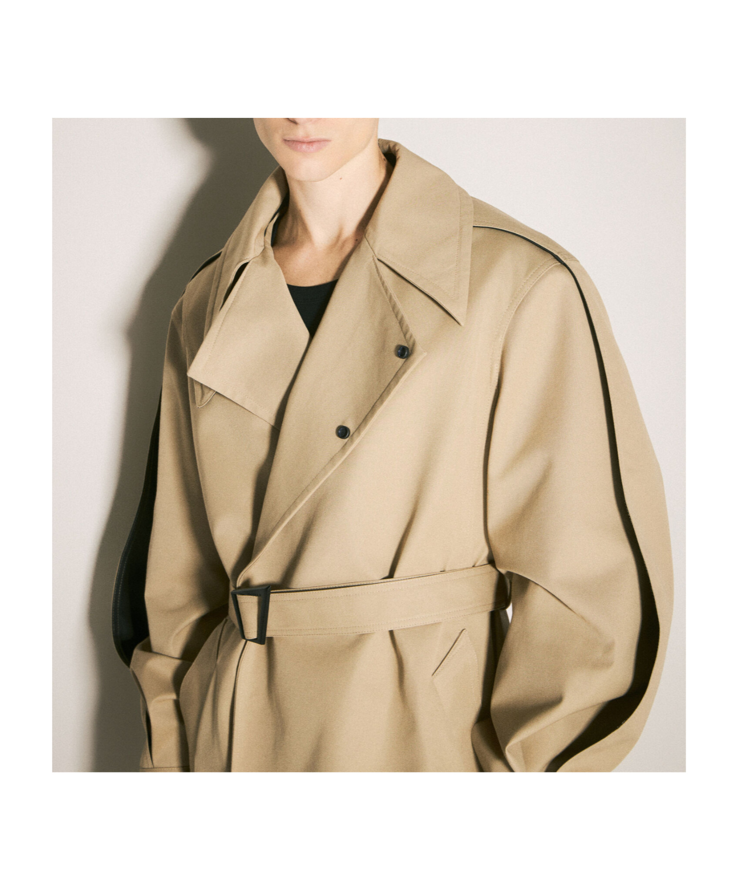 Mugler Belted Trench Coat In Nude