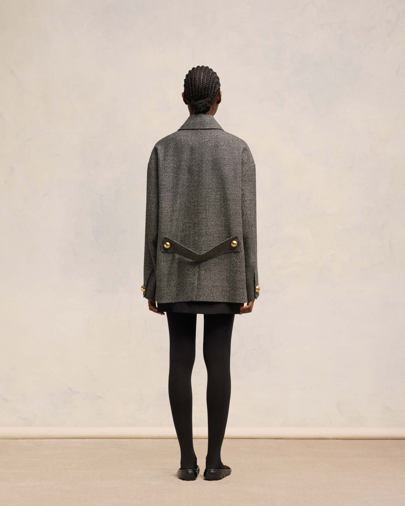Ami Alexandre Mattiussi Ami Alexandre Mattiuss Oversized Short Belted Coat In Black