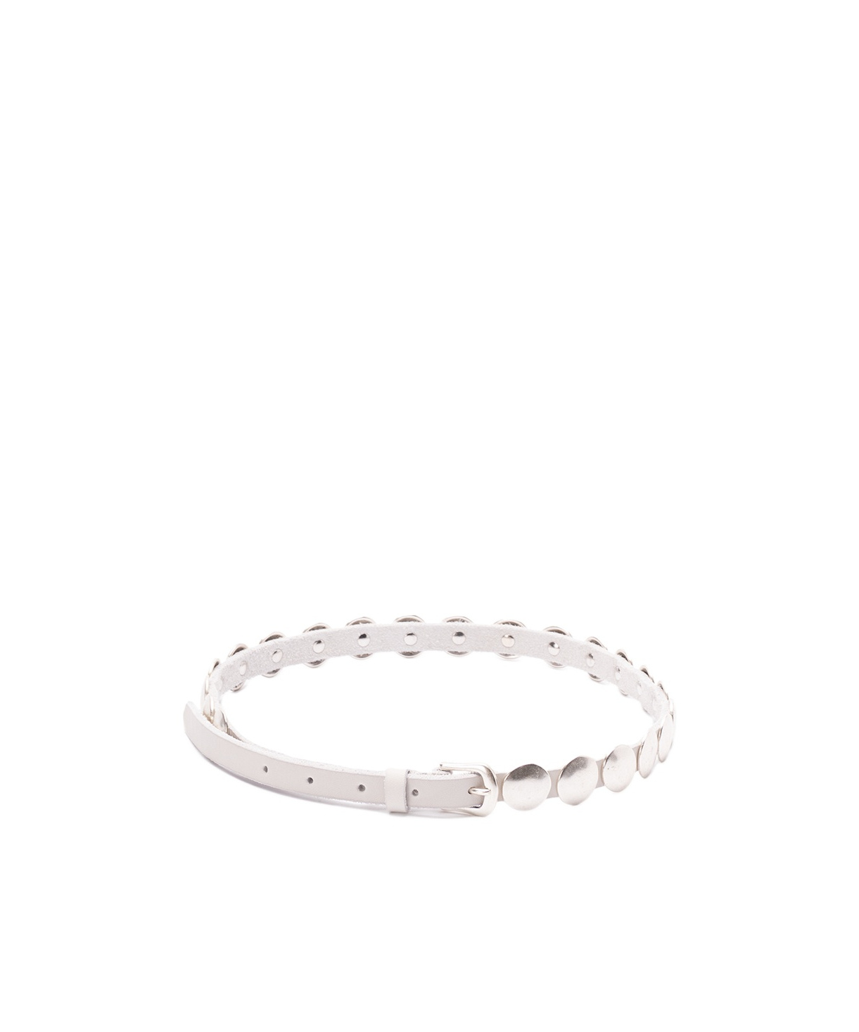 Golden Goose Adjustable Leather Belt With Silver-tone Accents In White
