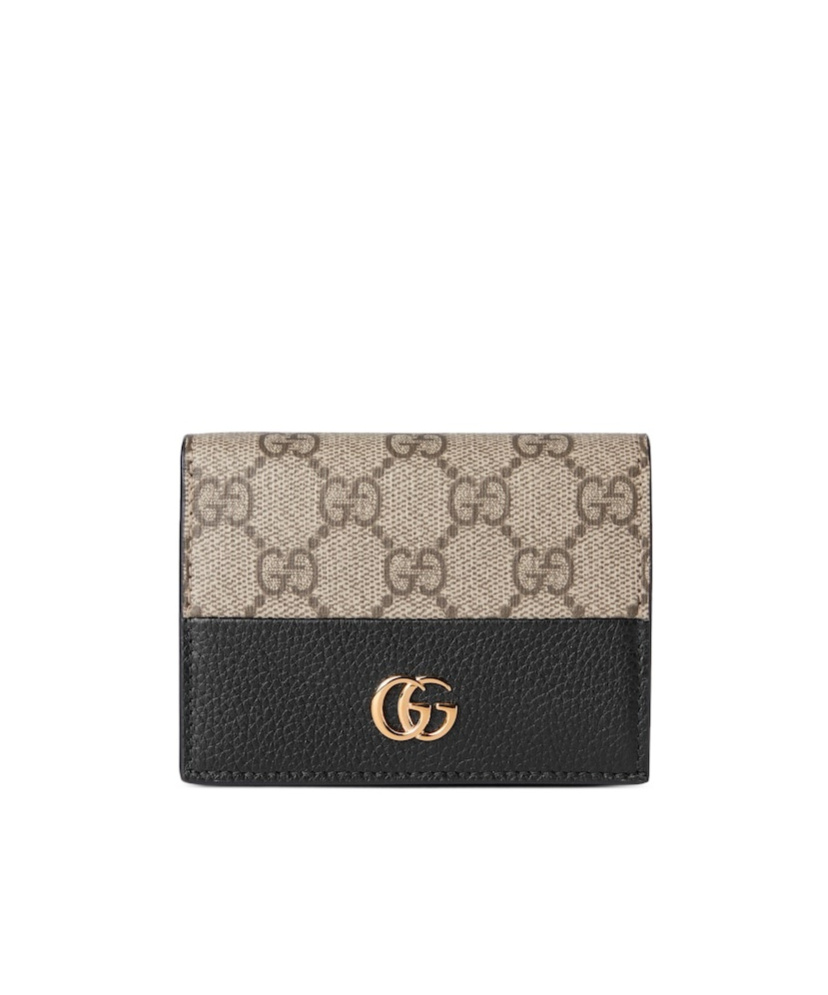 Gucci Gg Marmont Bi-color Card Case Wallet In Multi