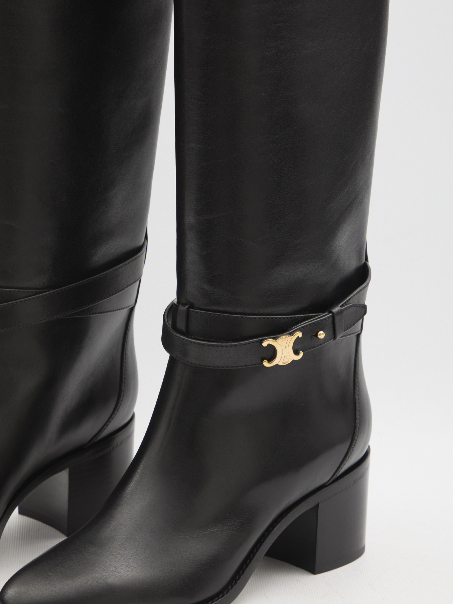 Celine High Triomphe Boots In Black