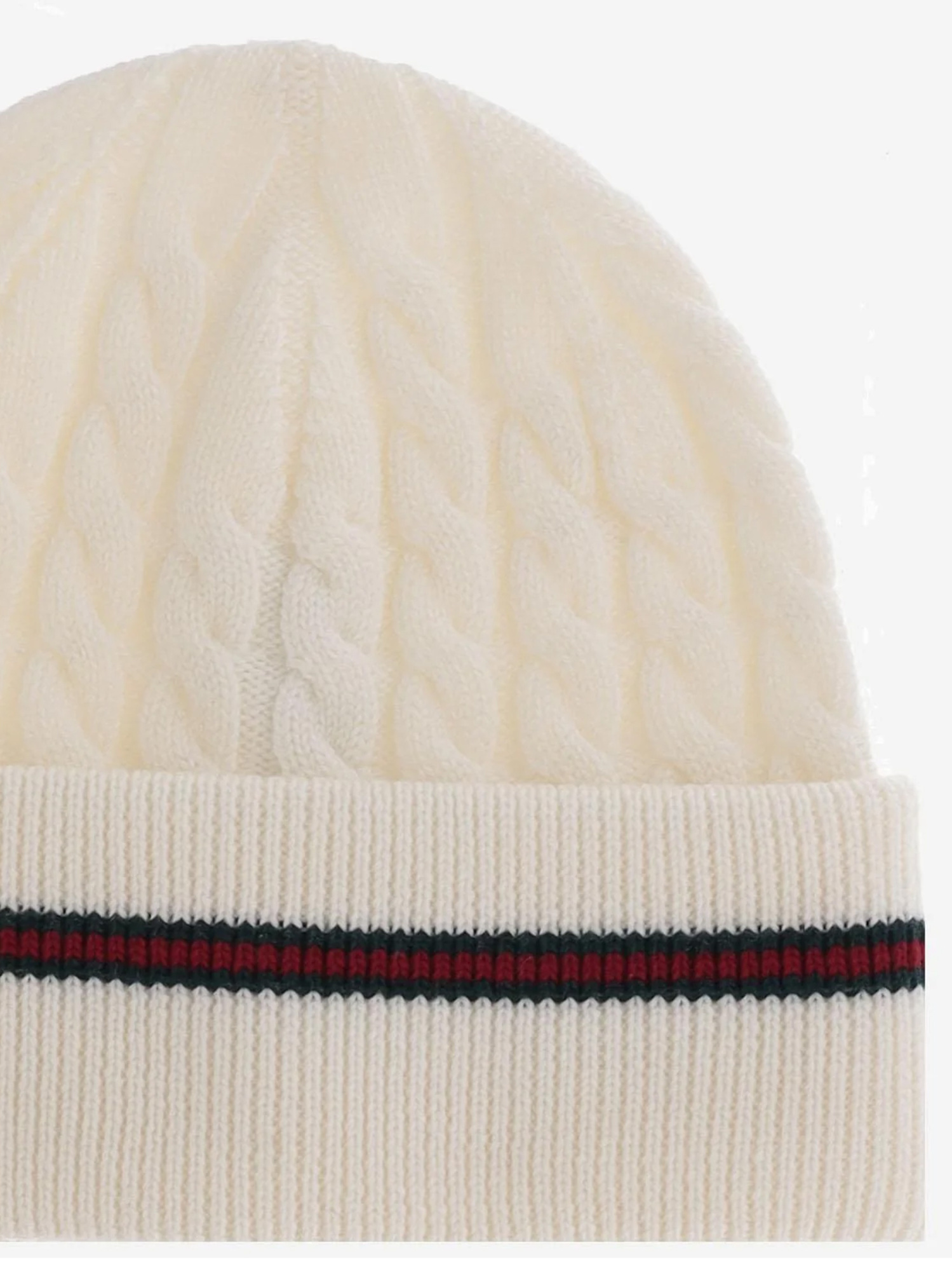 Gucci Cable-knit Striped Beanie In White