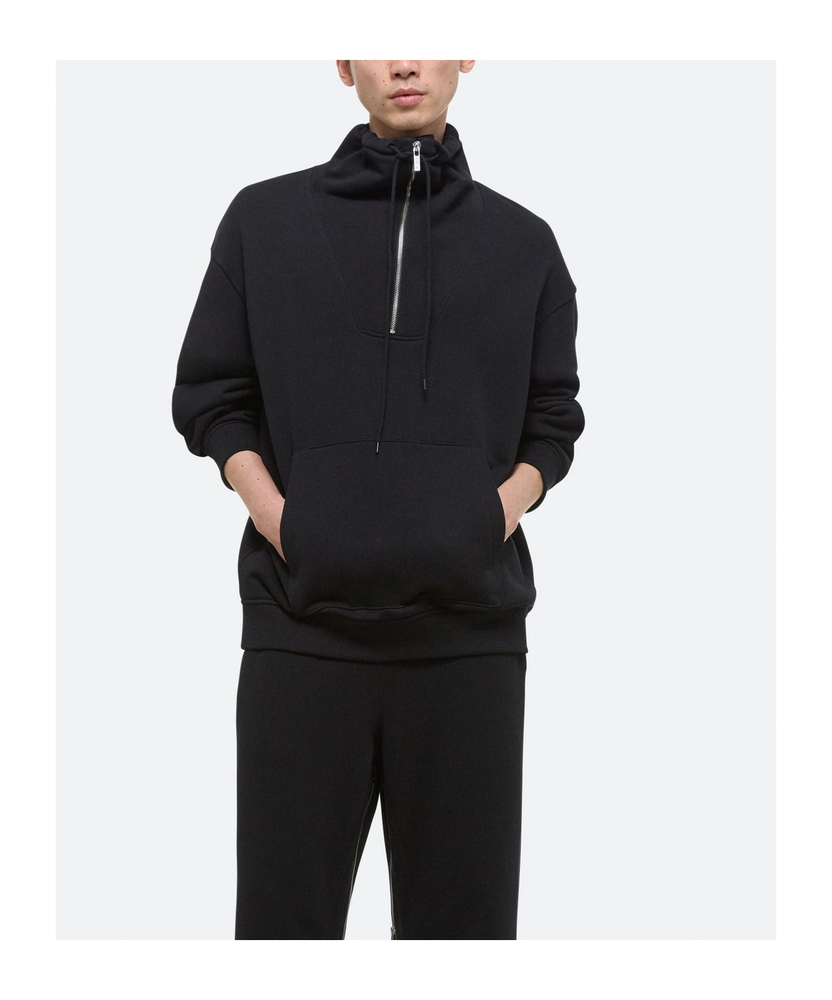 HELMUT LANG DRAWSTRING STAND-UP COLLAR SWEATSHIRT 
