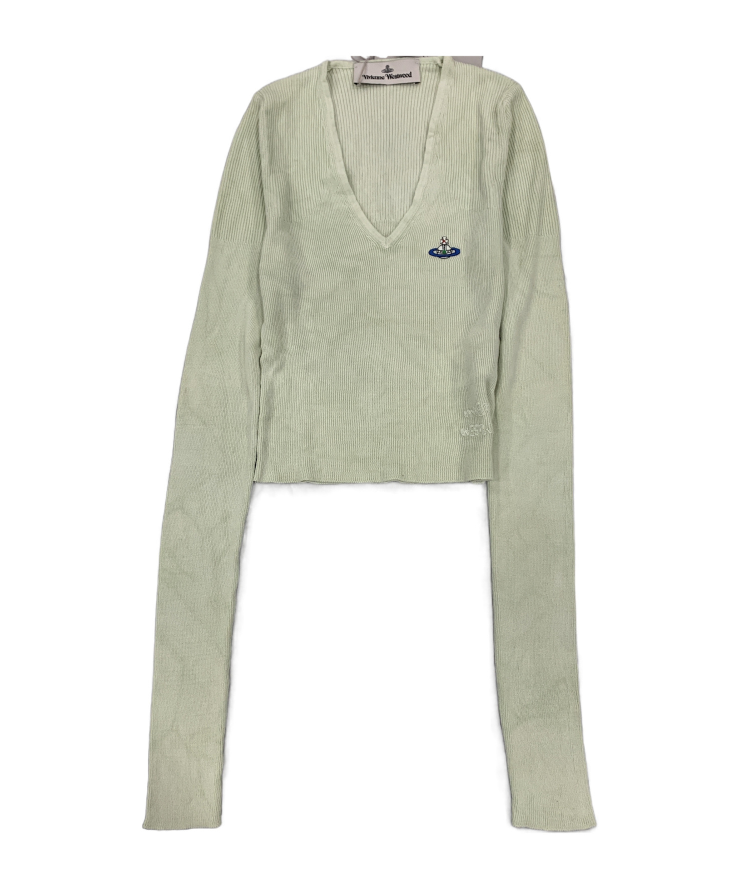 Vivienne Westwood V-neck Cropped Sweater In Green
