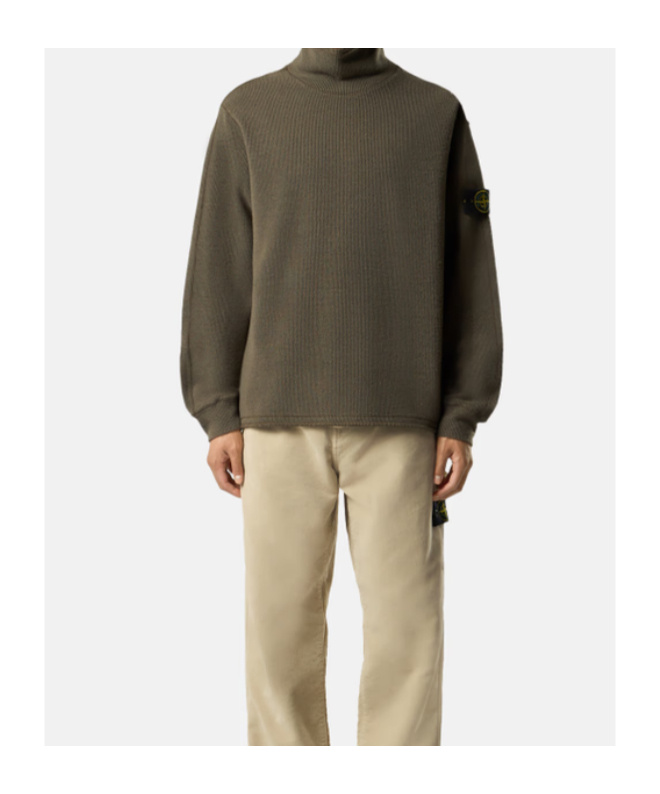 Stone Island Comfort-fit Mock Neck Sweatshirt With Back Yoke Detail In Green