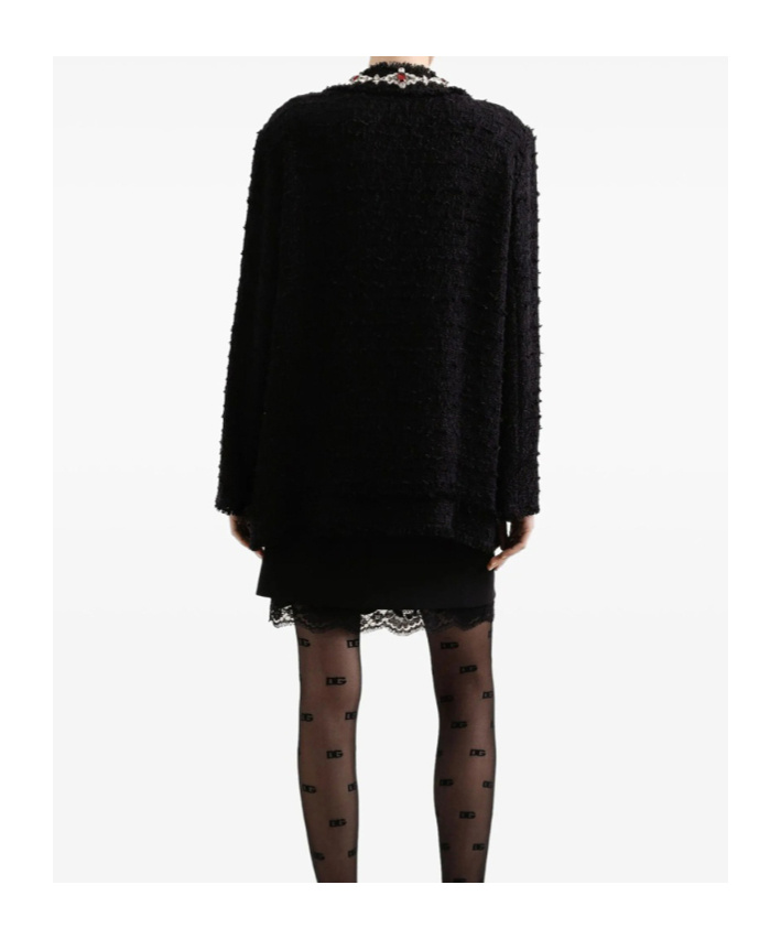 Dolce & Gabbana Lana Double Crepe Lace-trim Mini Skirt In Black