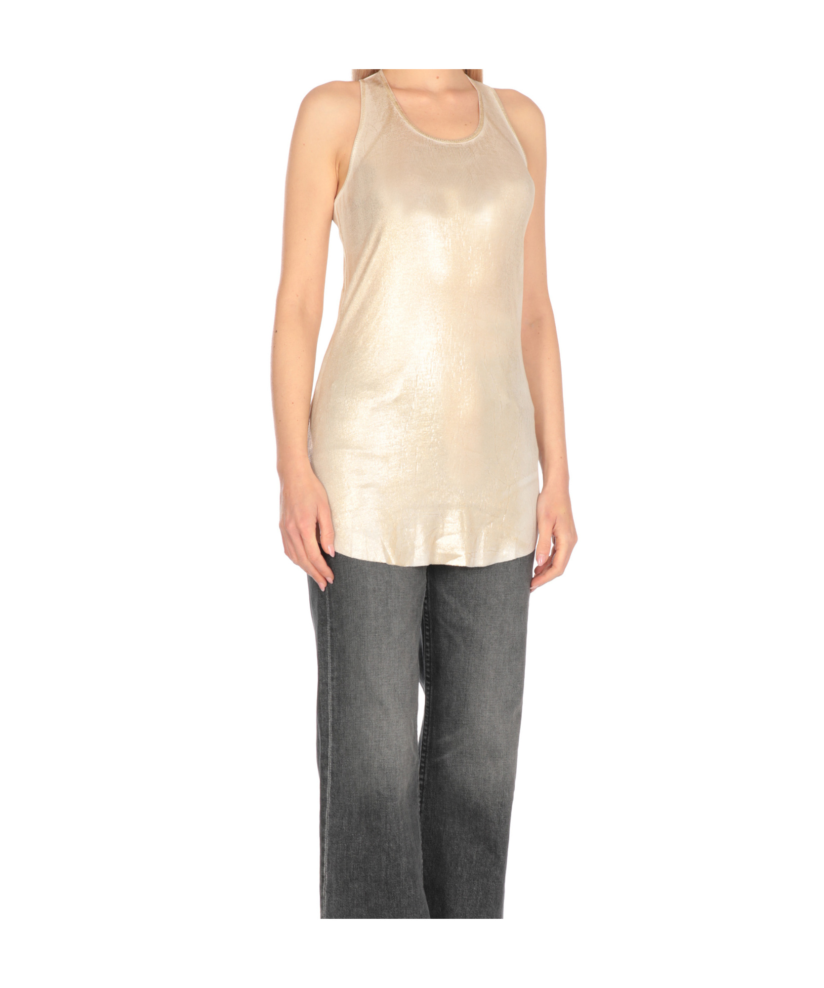 Avant Toi Round Collar Sleeveless Vest In White
