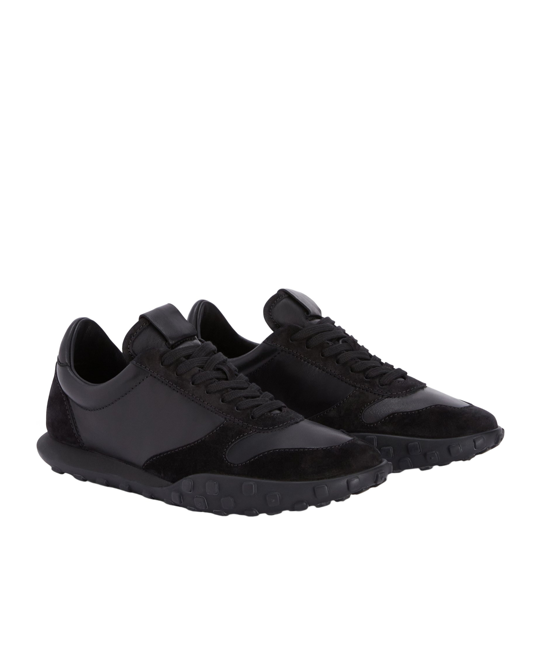 Jil Sander Suede Panel Round Toe Rubber Sole Sneakers In Black