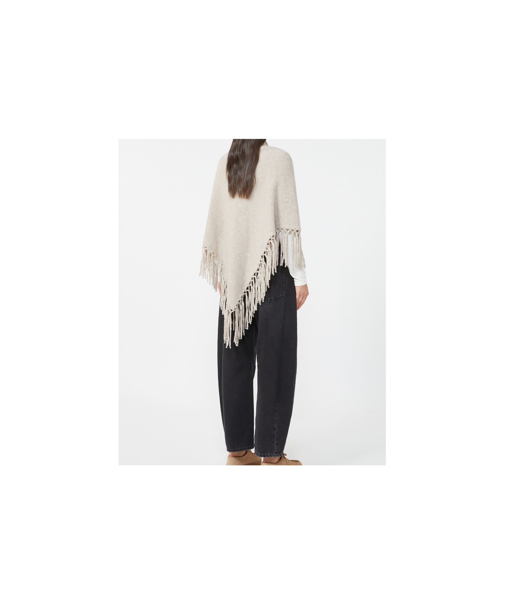 Weekend Max Mara Fringed Wool Shawl In Neutral