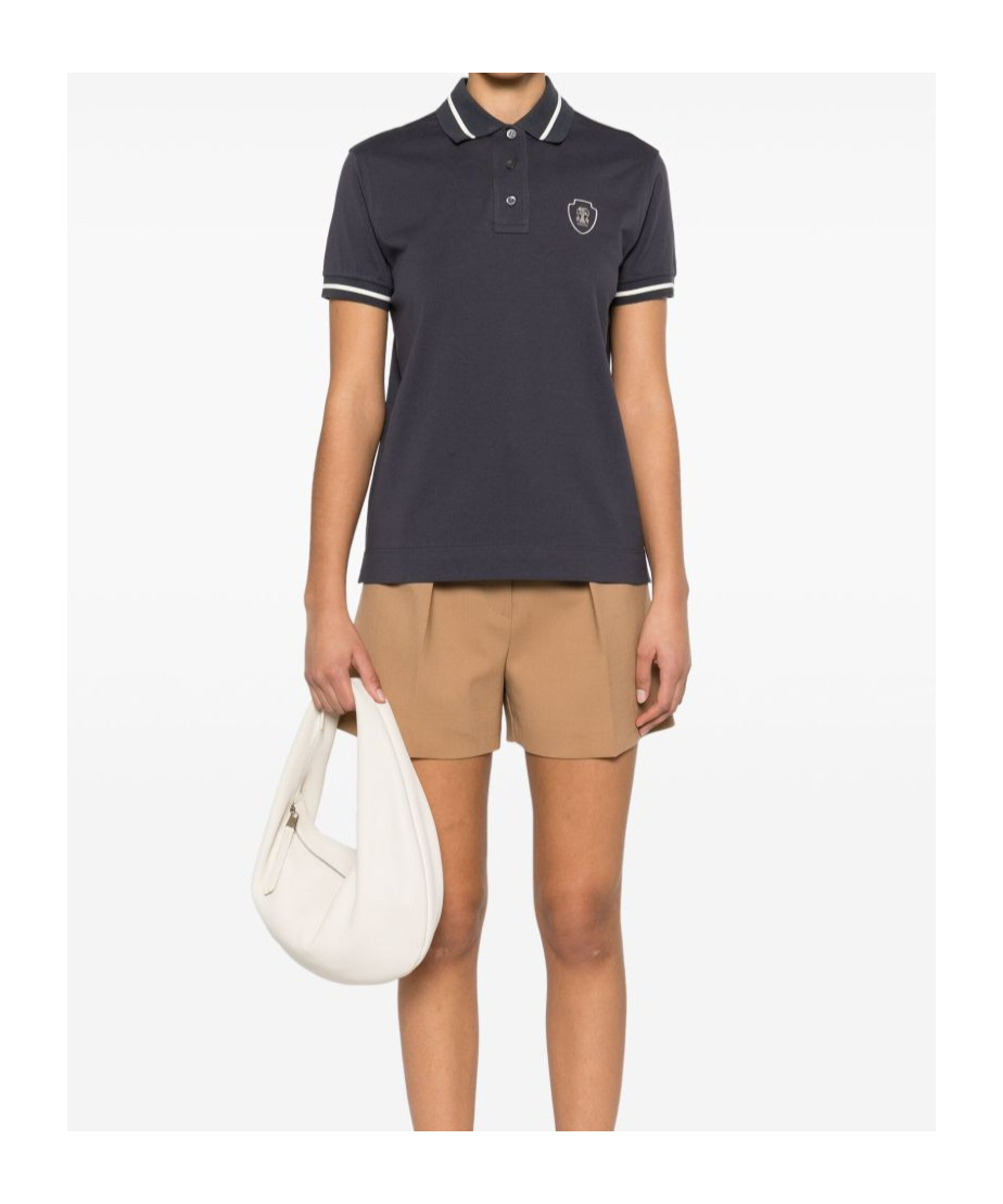 Brunello Cucinelli Polo Shirt With Lapel Short Sleeve In Black