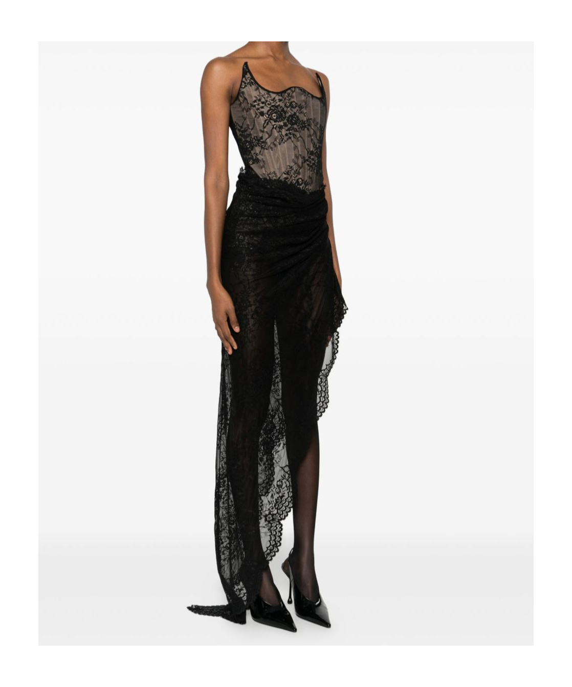 Giuseppe Di Morabito Lace Asymmetric Dress In Black