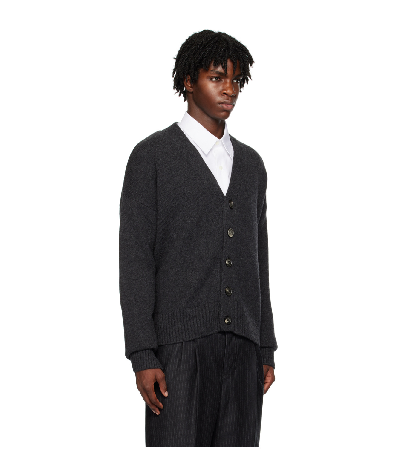 Ami Alexandre Mattiussi Button Long-sleeved Cardigan In Black