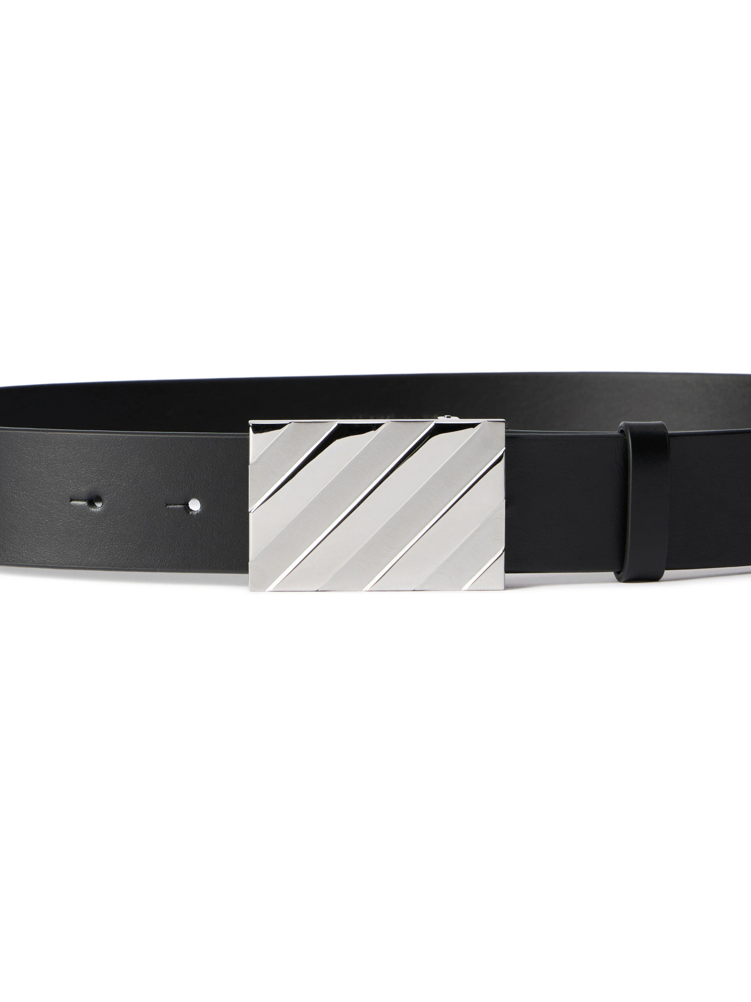 Off-white Diagonal Buckle Leather Belt In Black