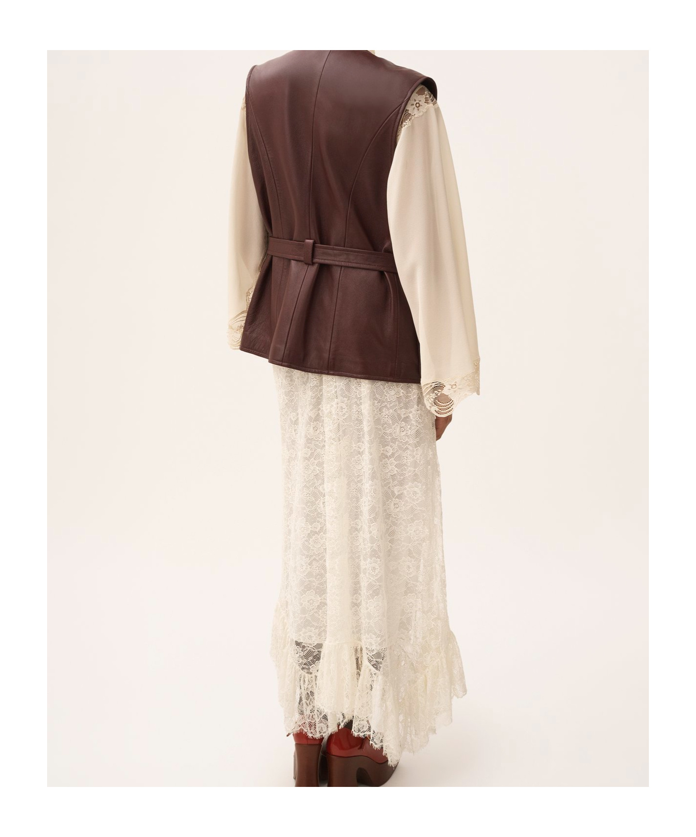 Chloé Floral Lace Jacquard Ruffle Midi Skirt In White