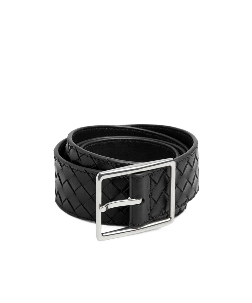 Shop Bottega Veneta Intrecciato Piccolo Belt In Black