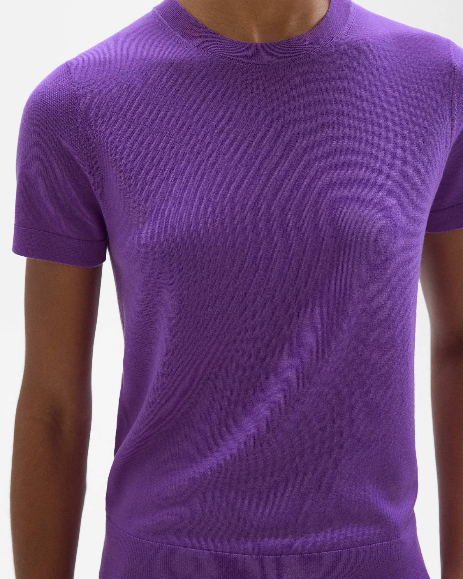 Theory Short-sleeve Sweater In Regal Wool In Purple