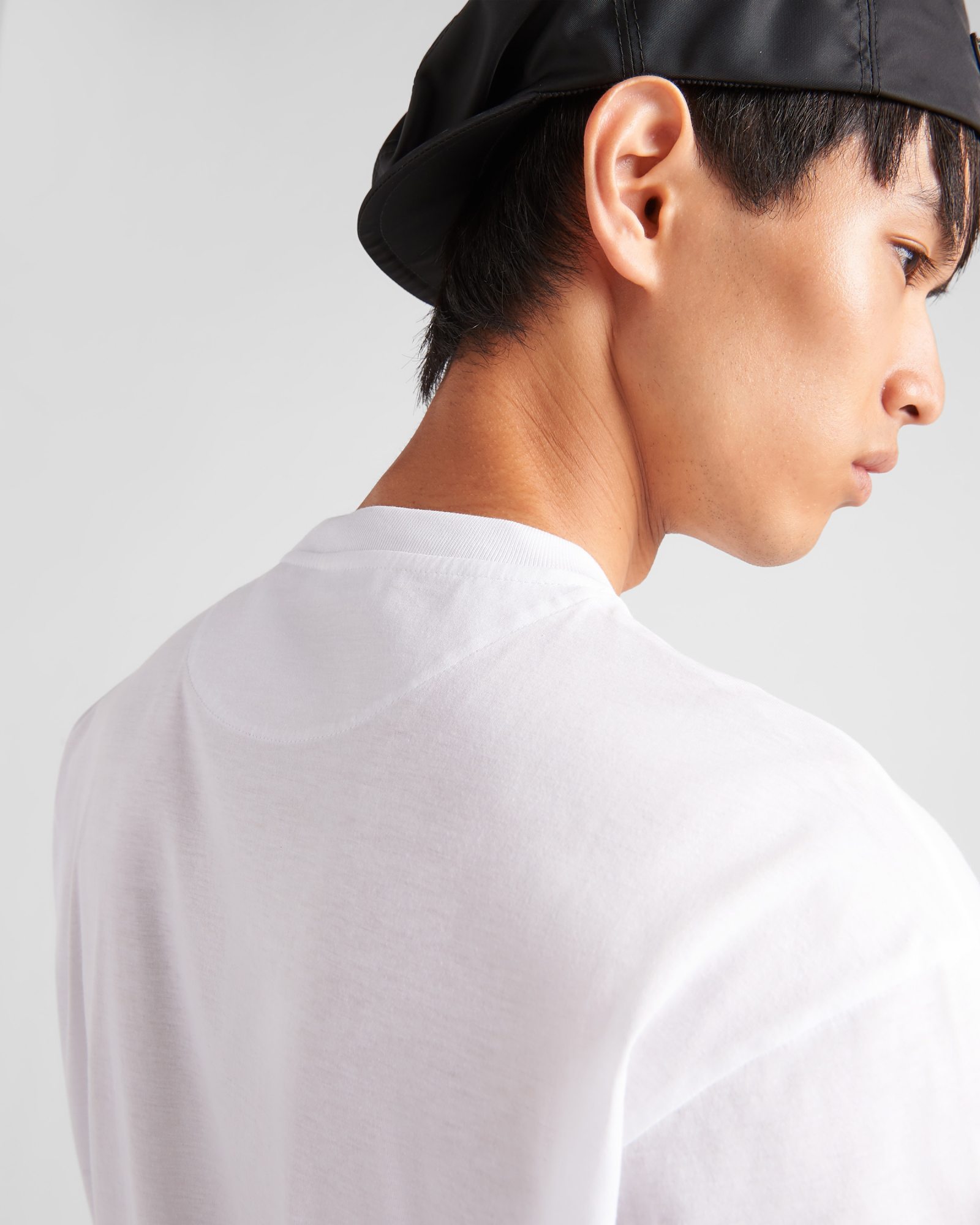 Prada Re-nylon And Jersey T-shirt In White