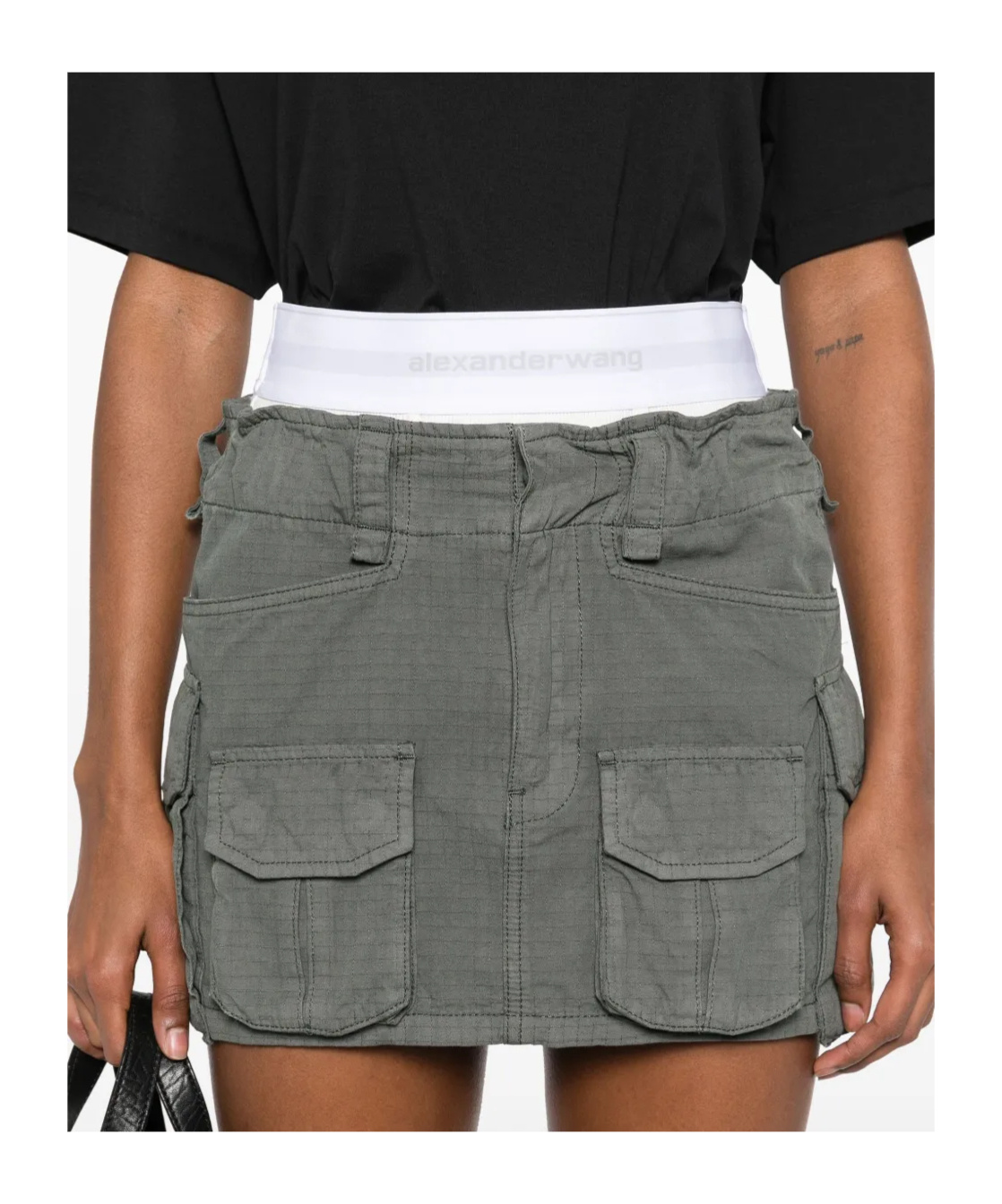ALEXANDER WANG LOGO-WAISTBAND MINI SKIRT