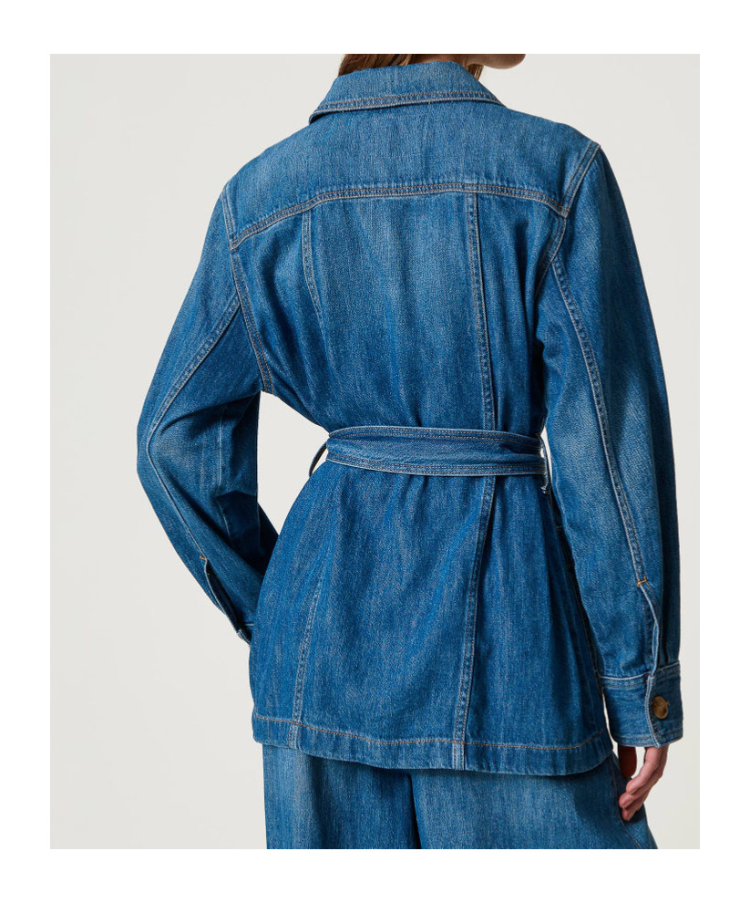 Shop Twinset Safari Denim Jacket In Blue