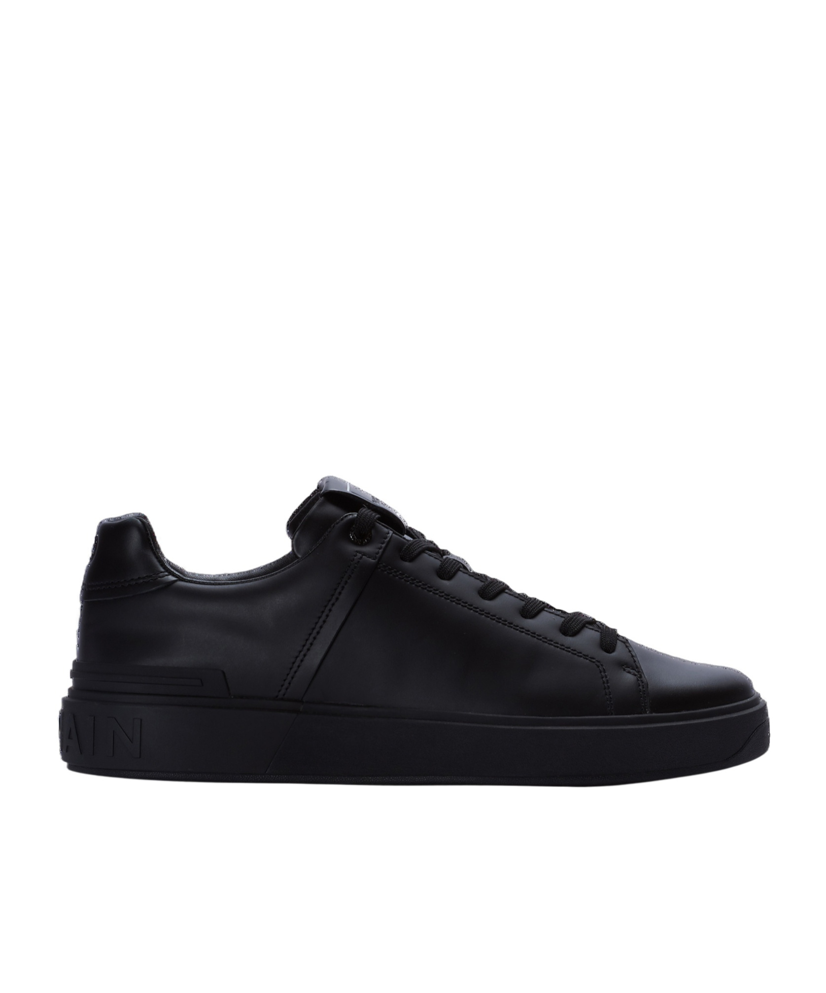 Balmain Black Low Top Sneakers With Logo In Leather In Black