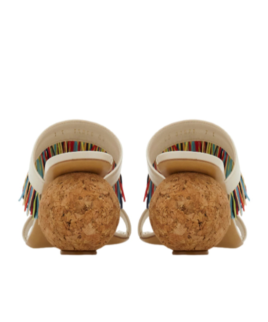 Ferragamo Unique Mules With Colorful Fringe Detail In White