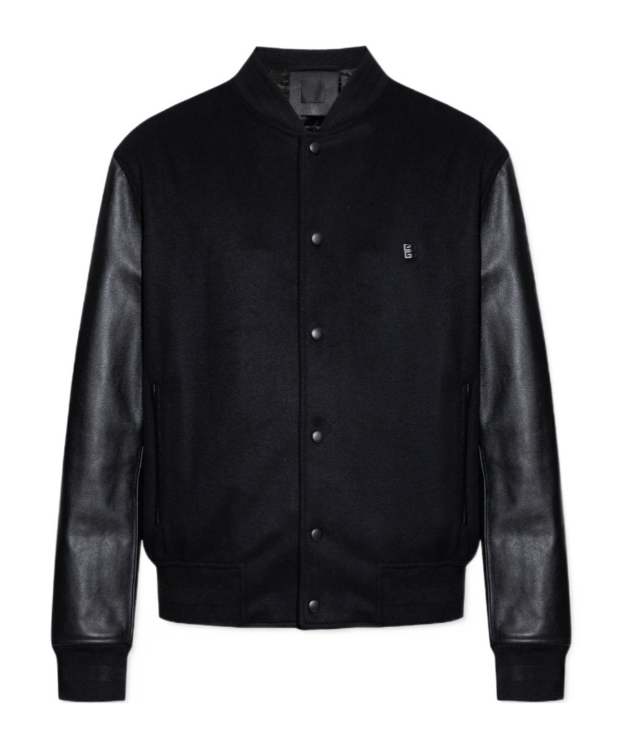 Givenchy Varsity Jacket In Wool And Leather With 4g Detail In Black