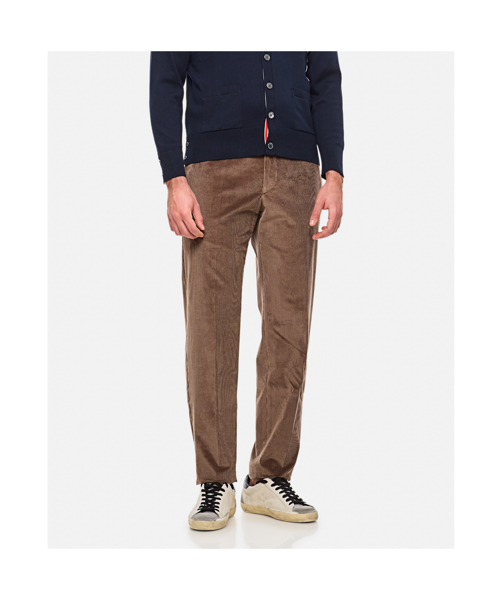 Shop Tagliatore Tapered Leg Corduroy Trousers In Brown