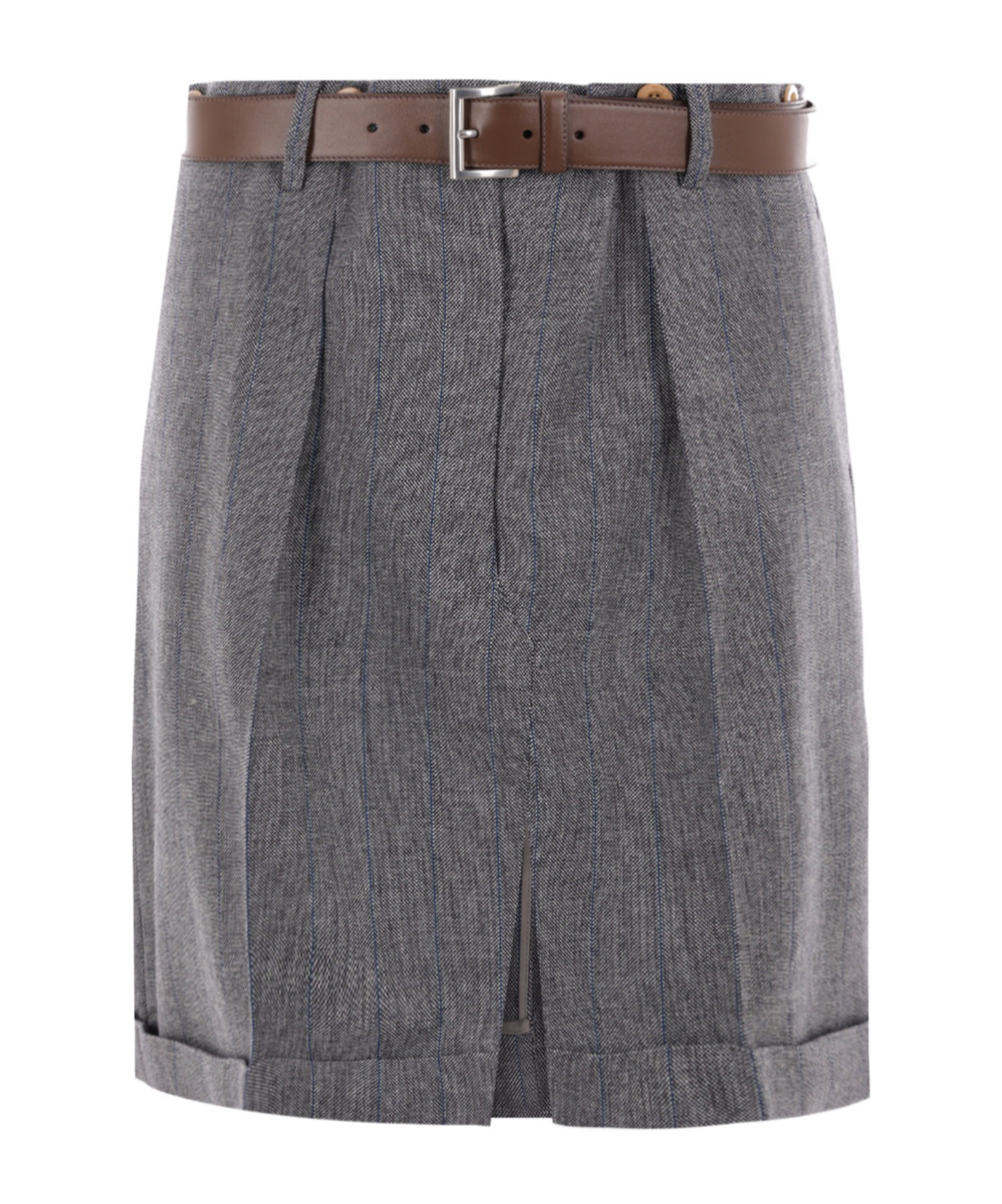 Prada Belt-loop Skirt In Gray