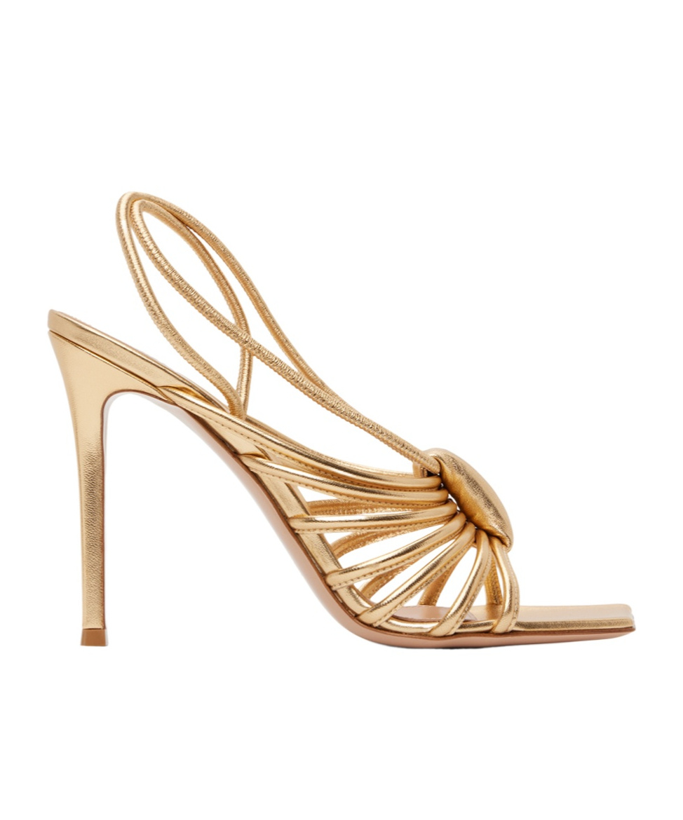 Gianvito Rossi Hellen 105 Metallic Leather Slingback Sandals In Nude