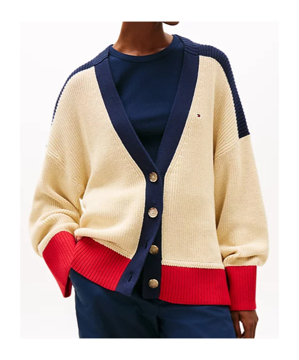 Tommy Hilfiger Relaxed V-neck Cardigan In Rural Ivory