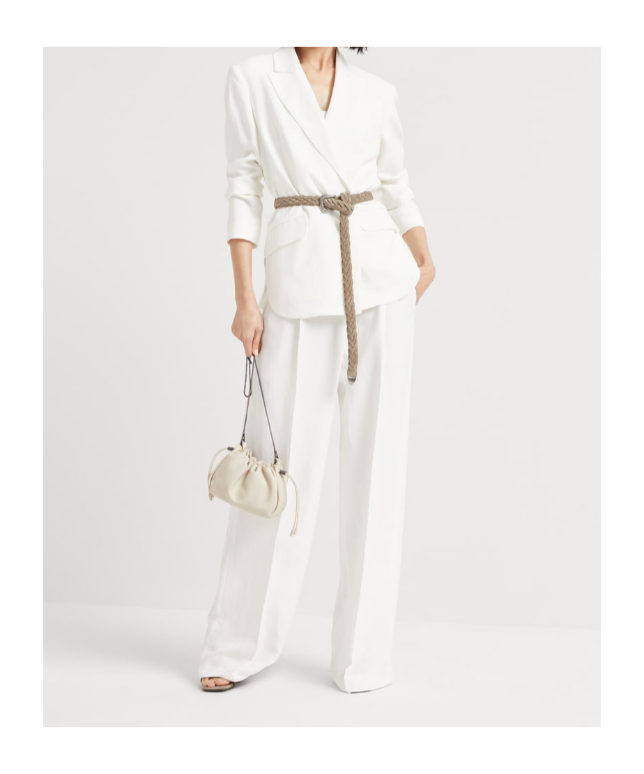 Brunello Cucinelli Pant Pleated Design Acetate Blend In White