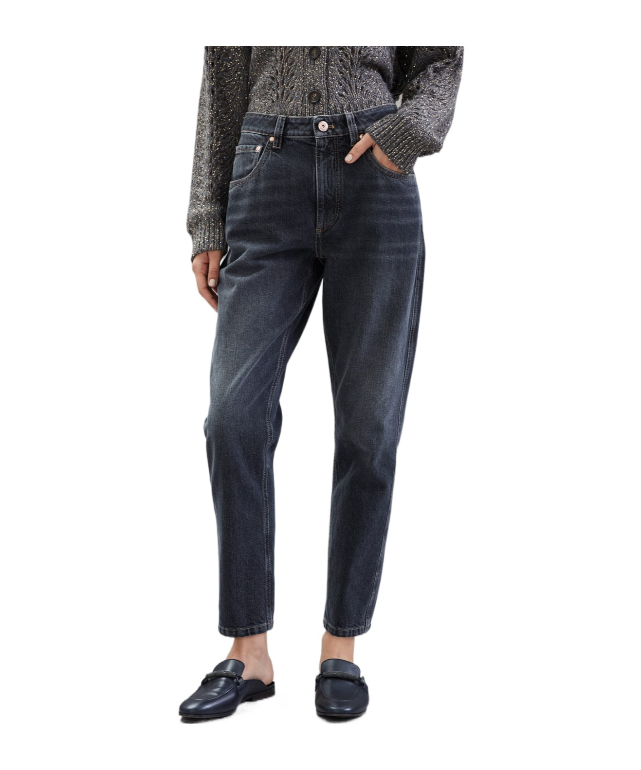 Brunello Cucinelli Straight-leg Cropped Jeans In Black