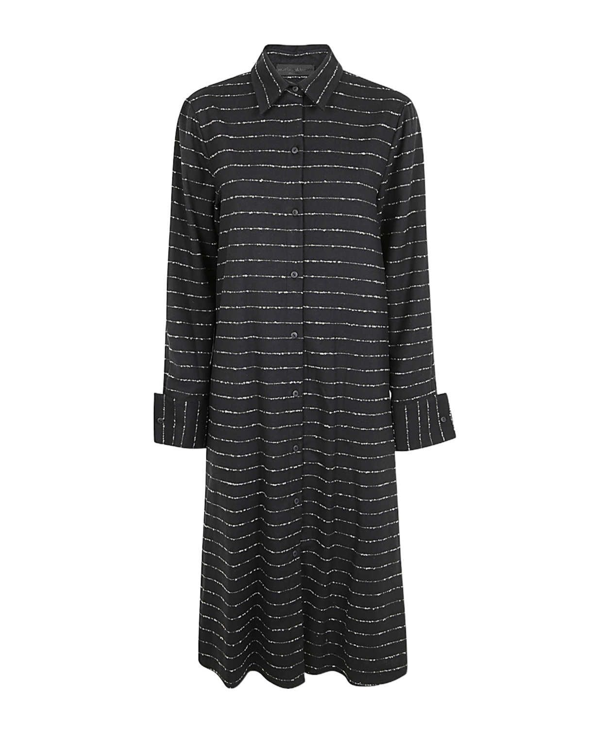 Maria Calderara Buttoned Striped Dress In Black
