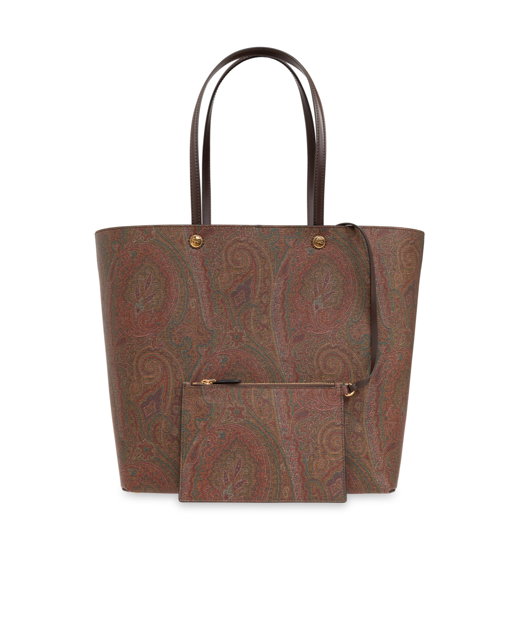 Etro Brown Shopper With All-over Jacquard Paisley Pattern In Brown