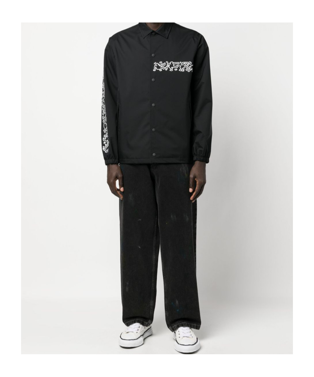 Junya Watanabe Keith Haring Print Nylon Jacket In Black