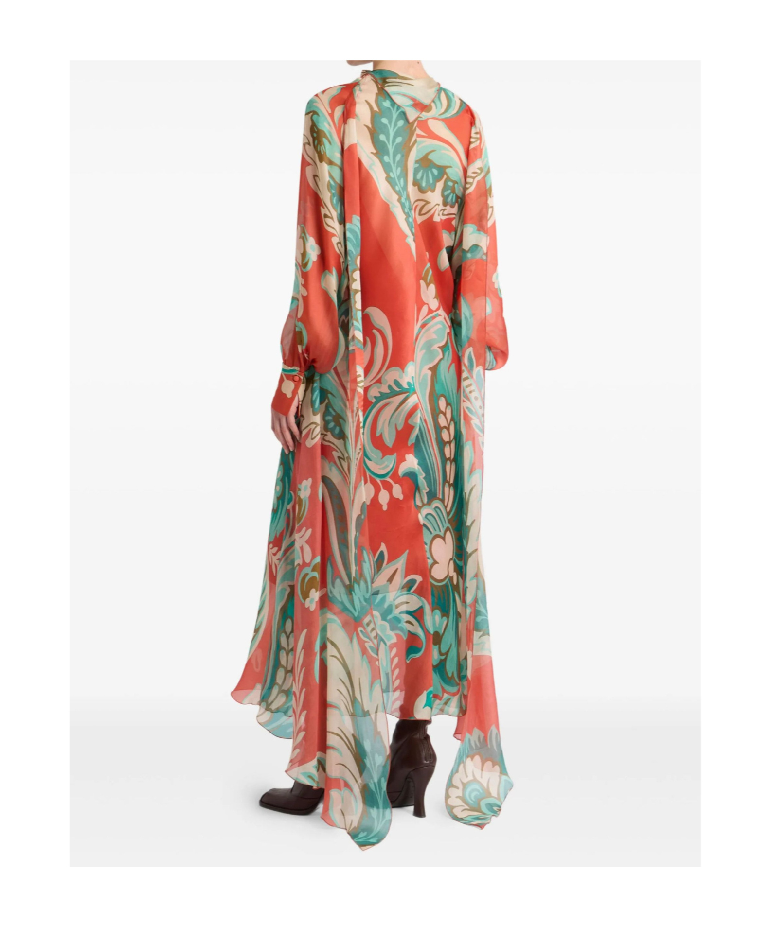 Etro Silk Midi Dress With Drapes In Blue