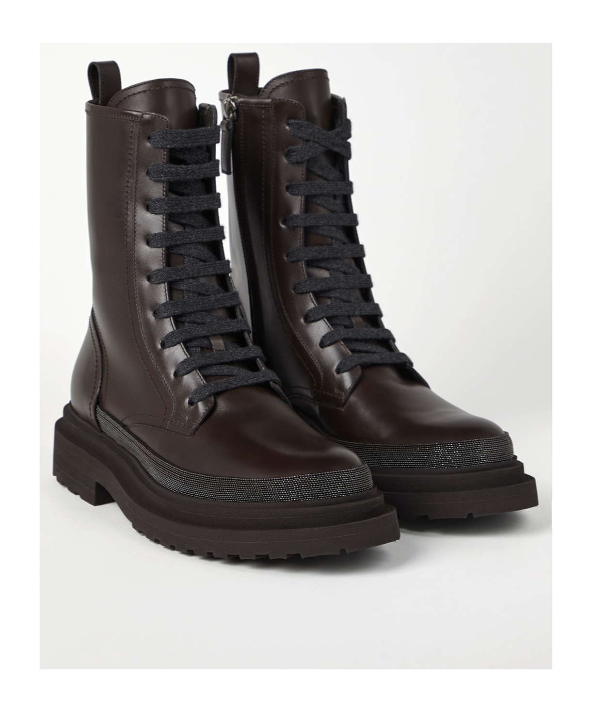 Brunello Cucinelli Woman Ankle Boots Dark Brown Size 11 Soft Leather In Black