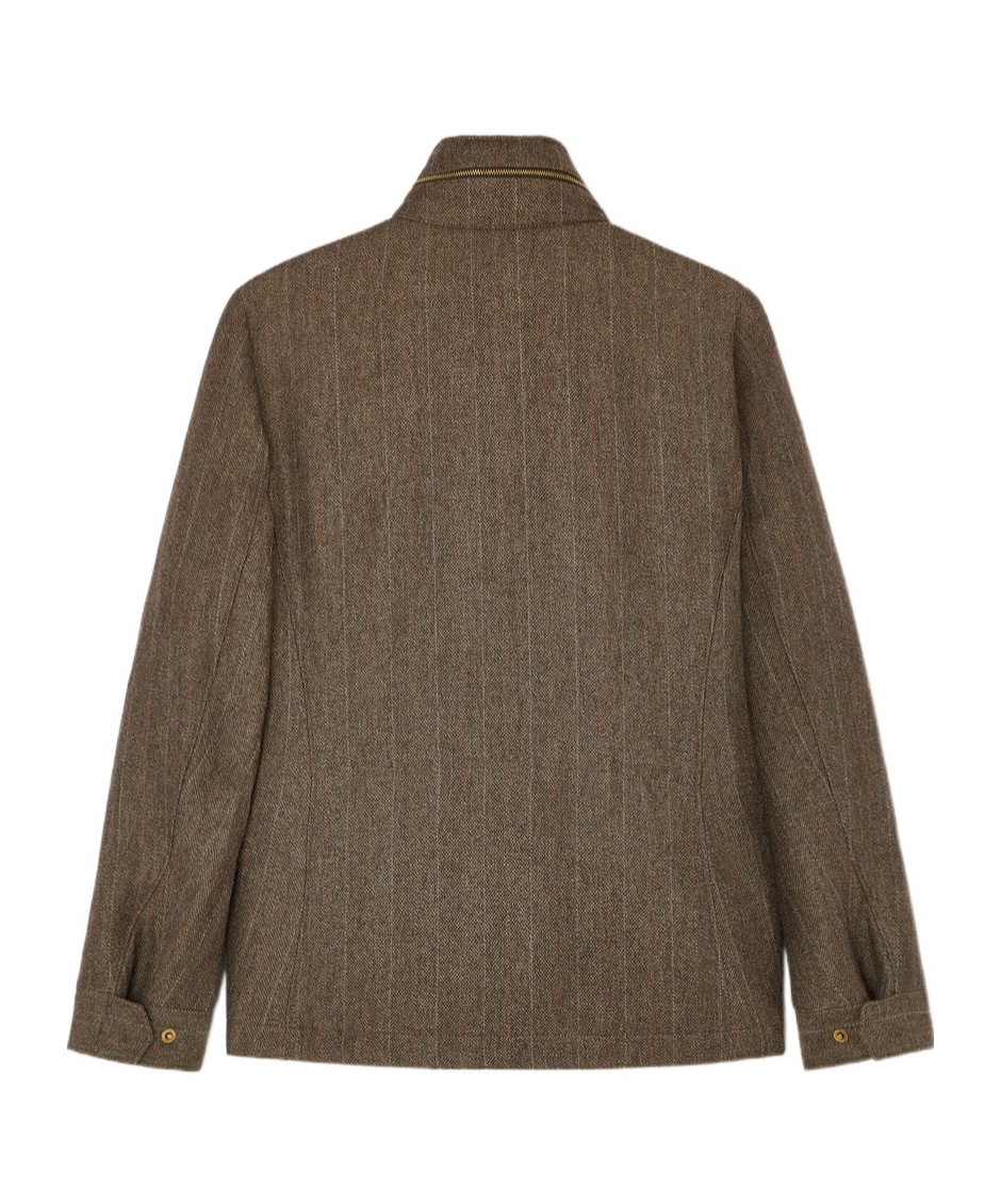 Loro Piana Windmate Zippered Casual Jacket In Green Brown Mouliné