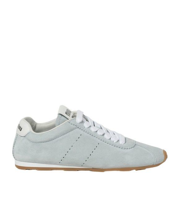 Miu Miu Suede Low-cut Casual Shoes In Gray