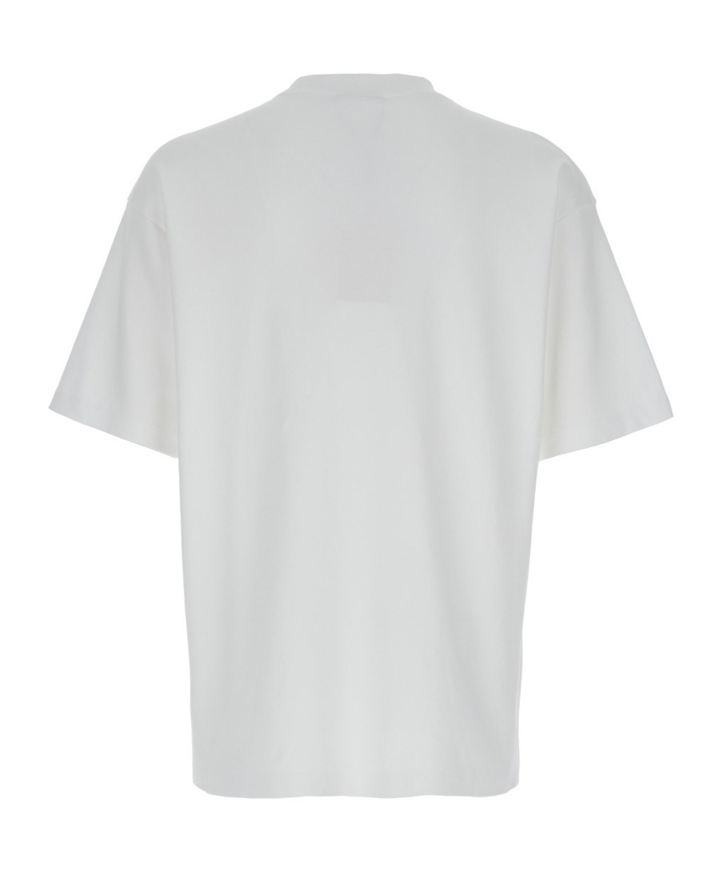 Drôle De Monsieur 'slogan Classique' White Classic T-shirt With Logo Print In White