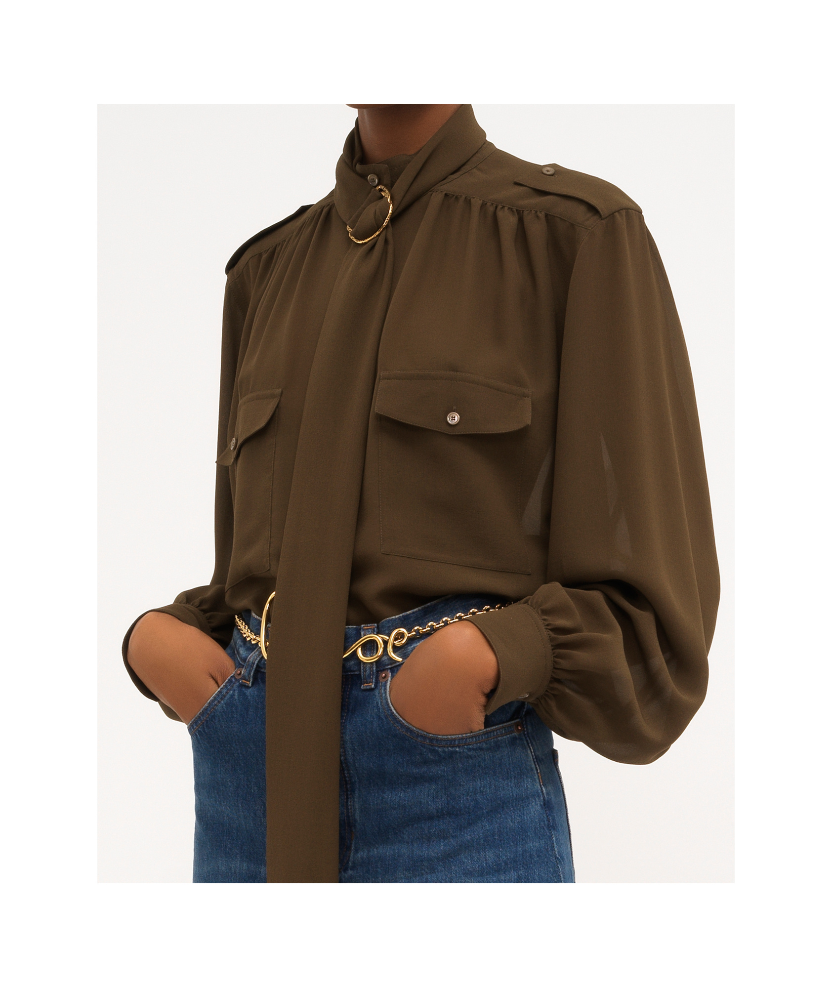 Chloé Silk Long-sleeved Shirt In Green