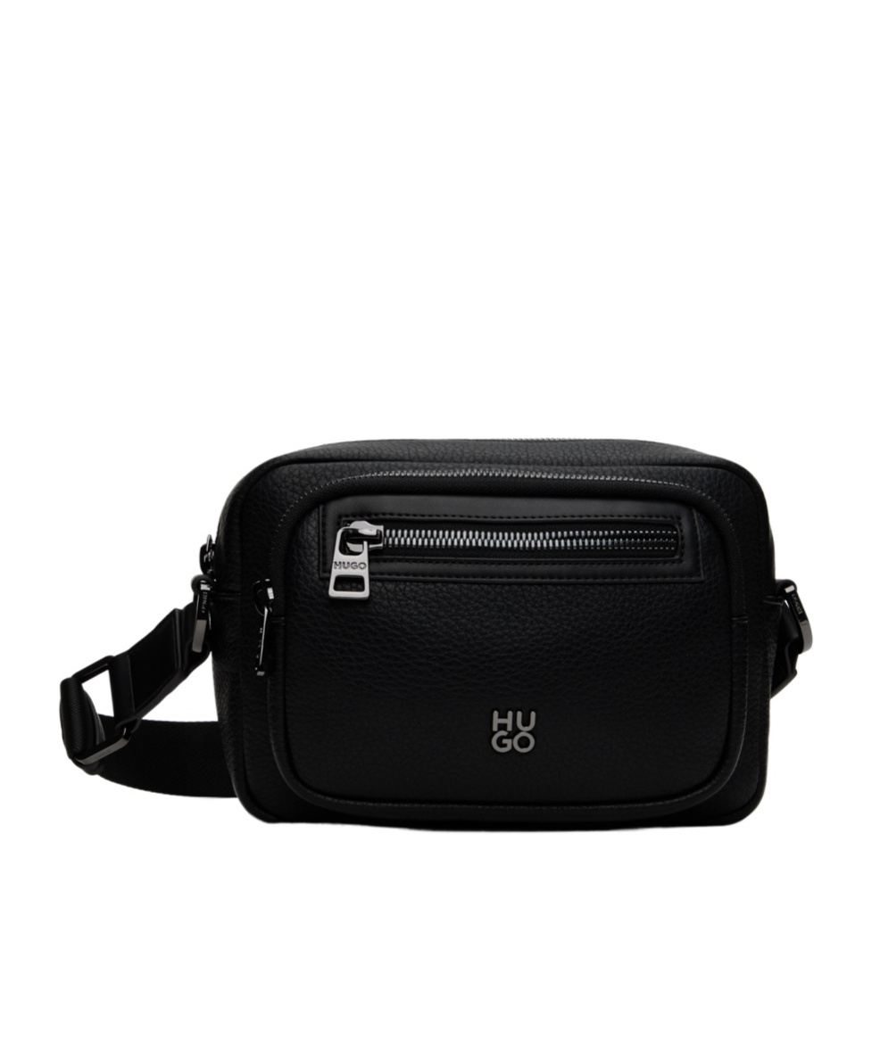 Hugo Boss Logo Zipper Cross-body Bag In Black