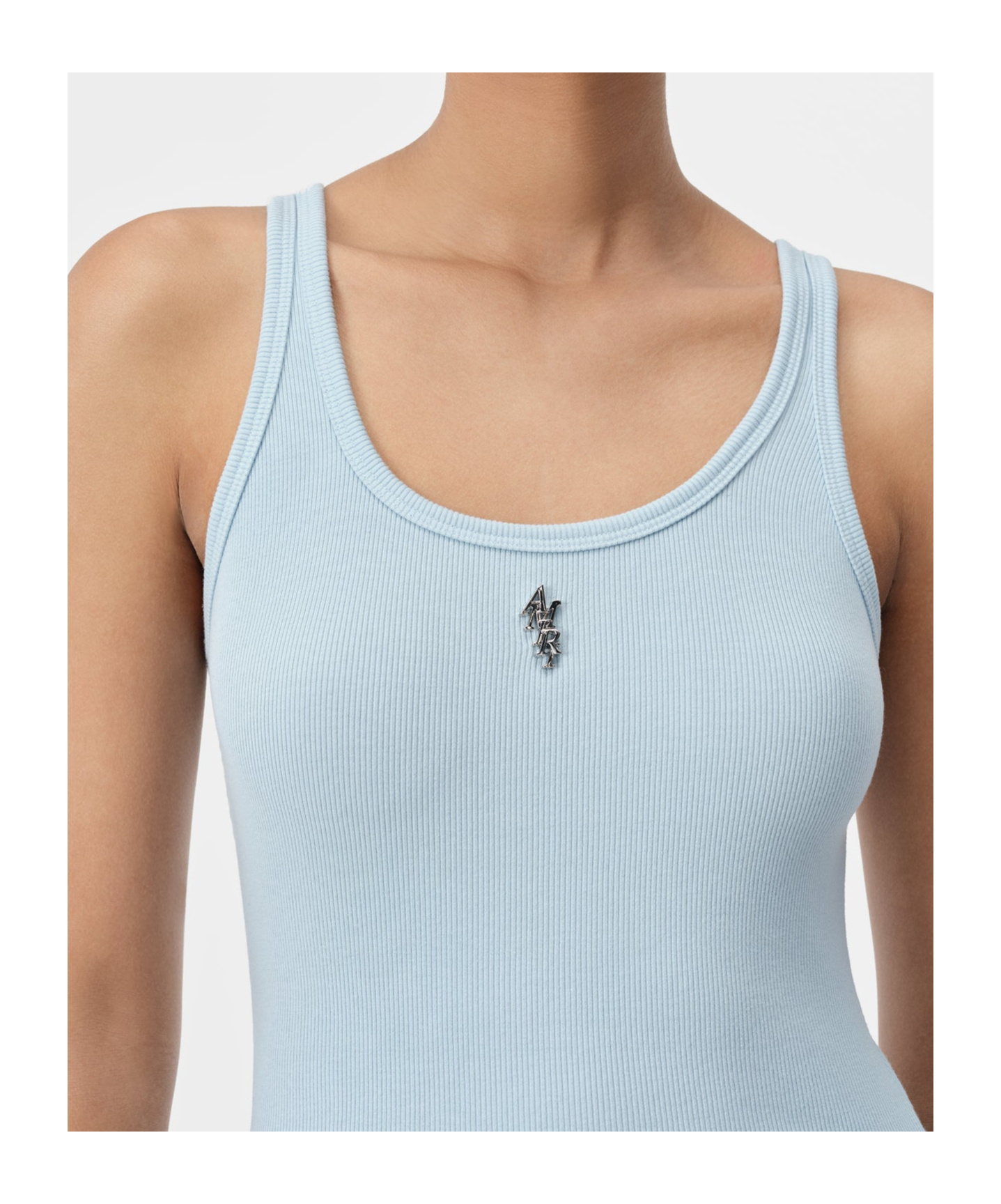Amiri Ribbed Tank Top In Blue
