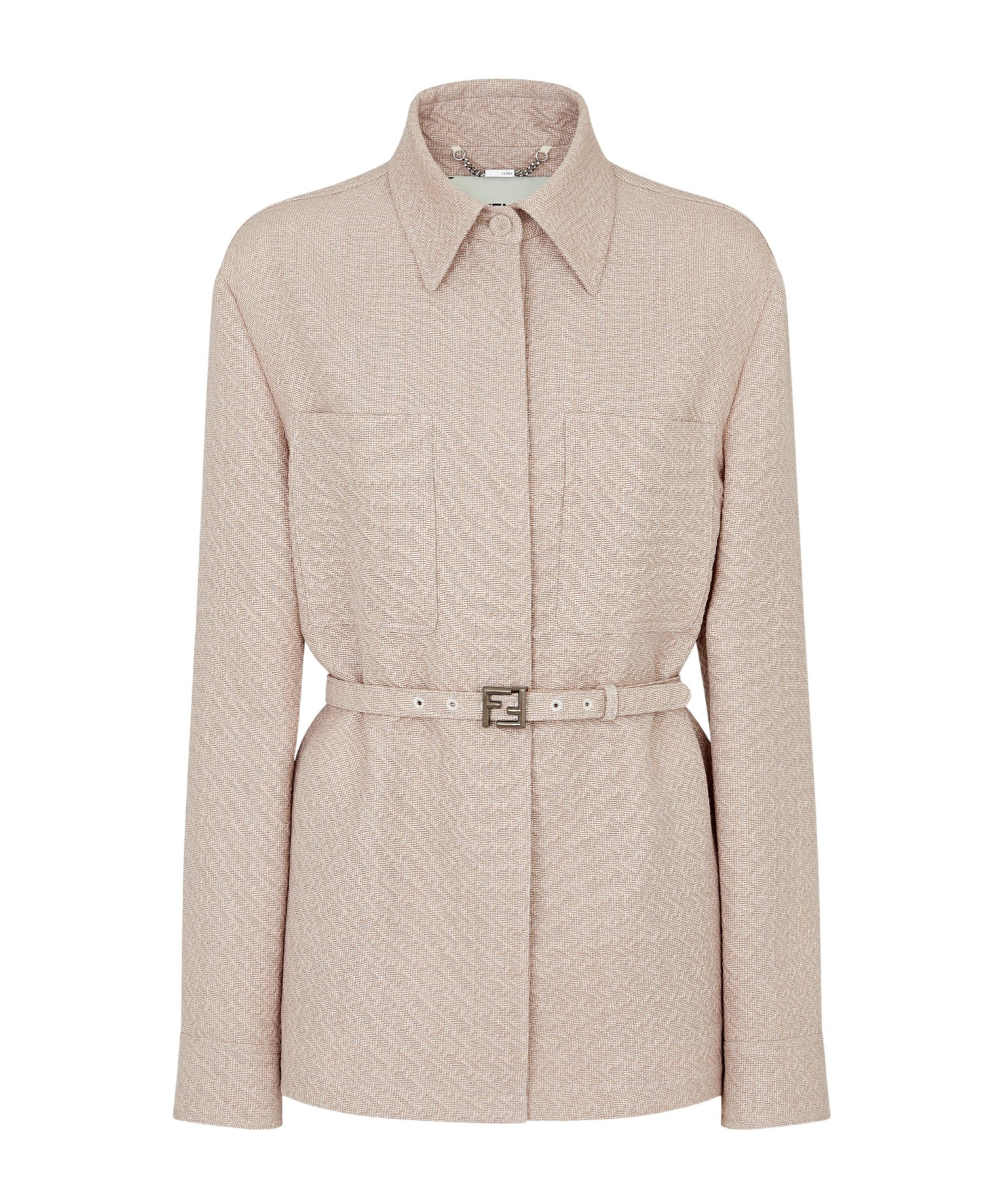 Shop Fendi Brown Ff Wool Go-to Jacket In Nude